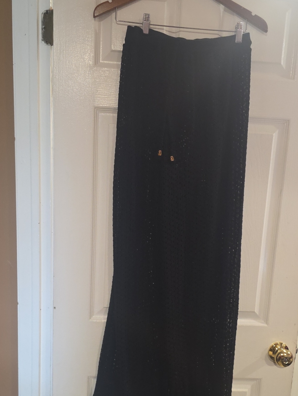 Fashion Nova Black Crochet Maxi Swim Coverup